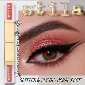 STILA Suede & Glitter & Glow Liquid Eyeshadow Coral Reef- MATTE AND SPARKLE